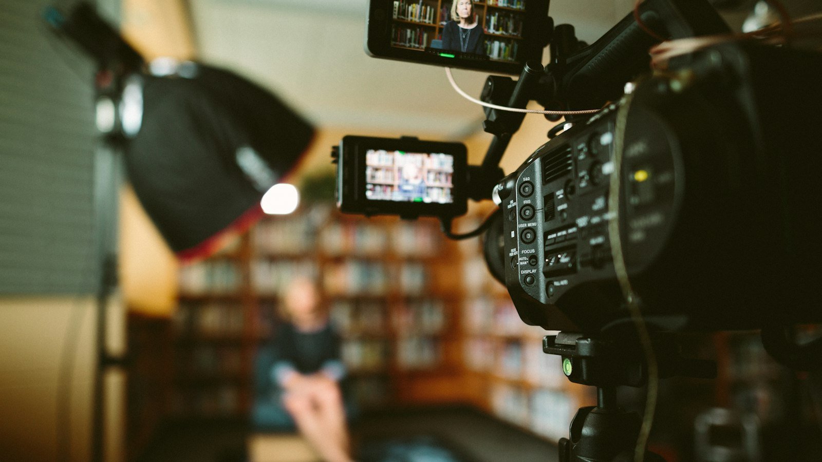 Cinema camera set up for filming